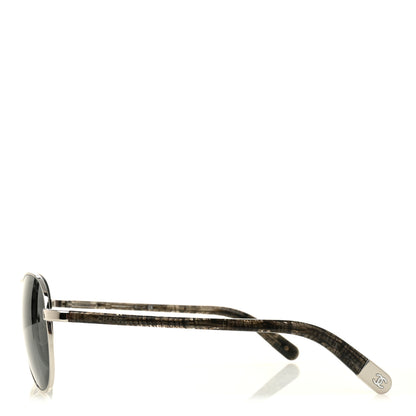 Chanel Pilot Aviator Sunglasses 4201 Silver 3 of 8