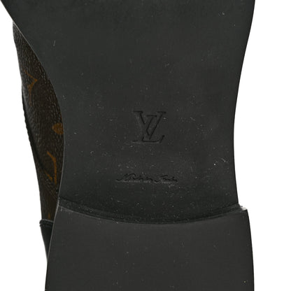 Louis Vuitton Calfskin Monogram Wonderland Flat Ranger Boots 37.5 Black 8 of 13