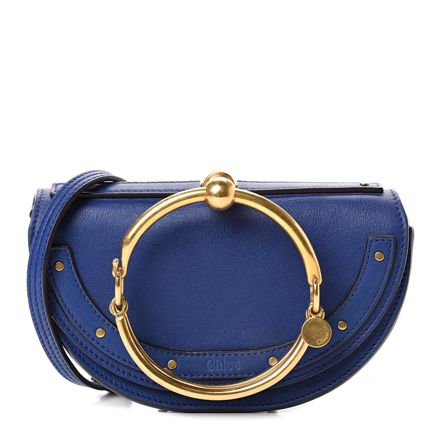 Calfskin Small Nile Bracelet Minaudiere Bag Majesty Blue