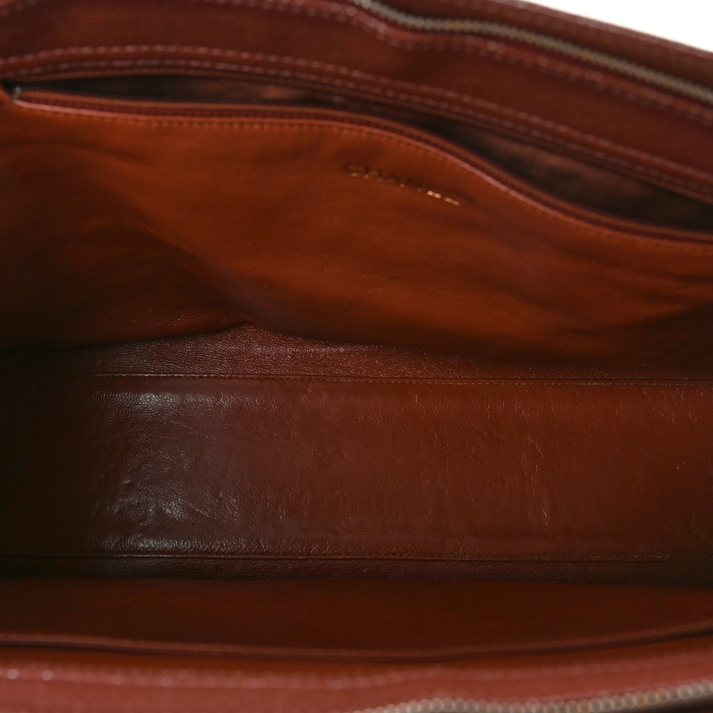 Metallic Caviar Quilted Shopping Tote Brown