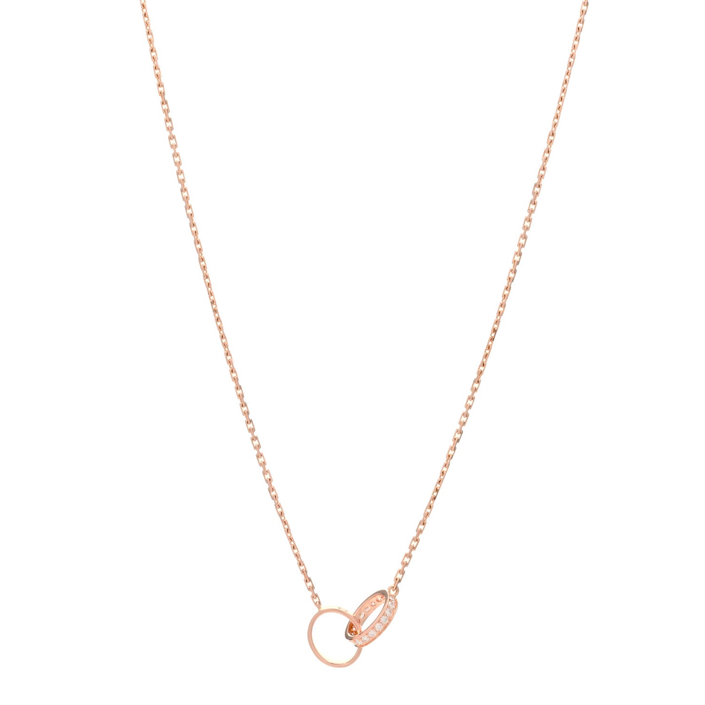 18K Pink Gold Diamond Interlocking LOVE Necklace