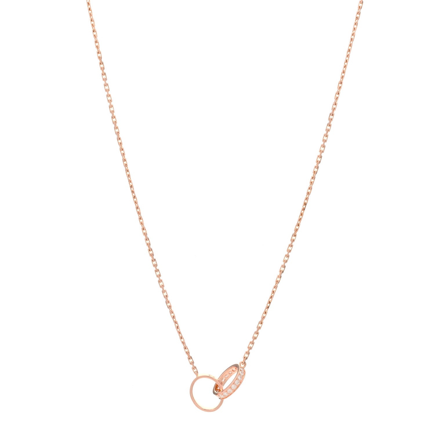 Cartier 18K Pink Gold Diamond Interlocking LOVE Necklace 1 of 3