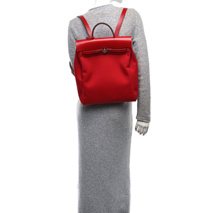 Hermes Military Toile Vache Hunter Herbag a Dos Zip Retourne Backpack Rouge Piment 2 of 12