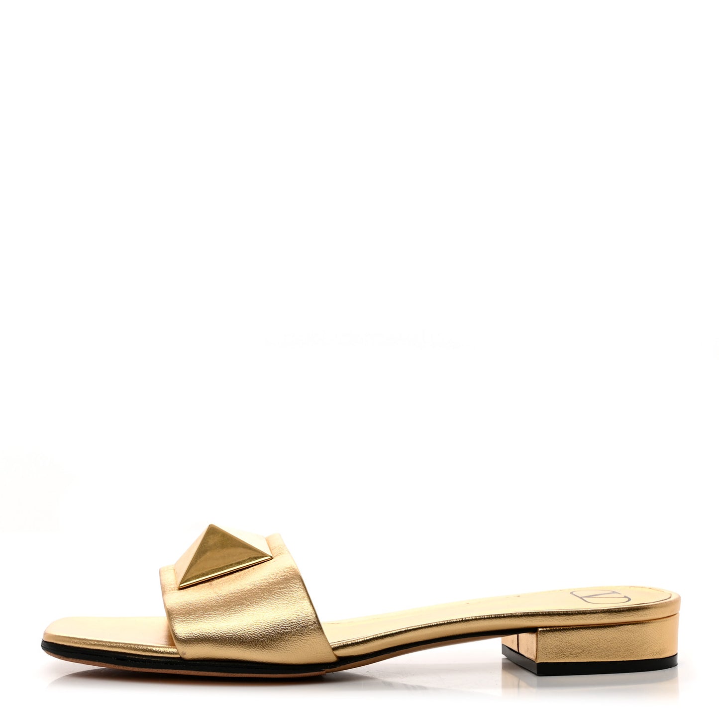 Metallic Nappa One Stud 20mm Slide Sandals 39.5 Antique Brass