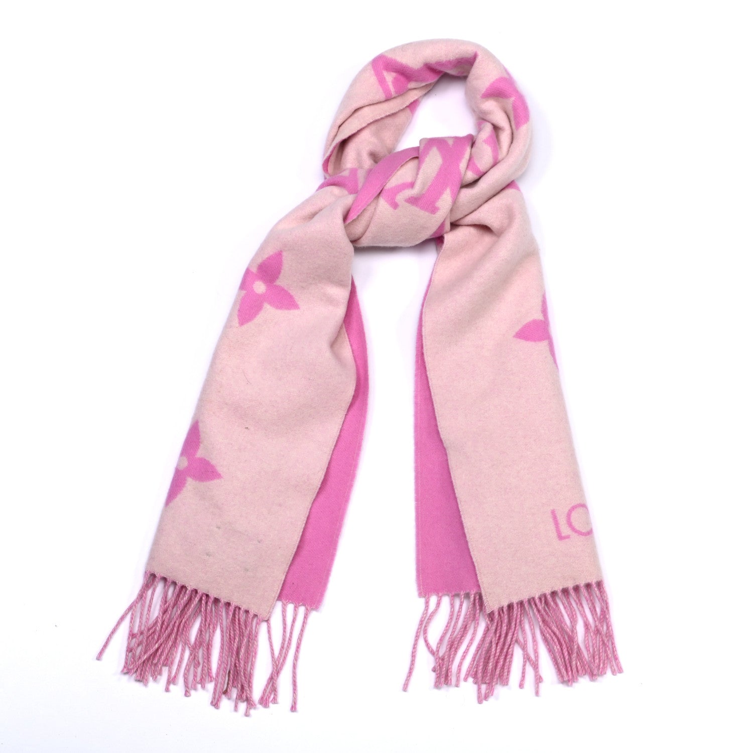 Louis Vuitton Cashmere Monogram Reykjavik Scarf White Pink 1 of 8