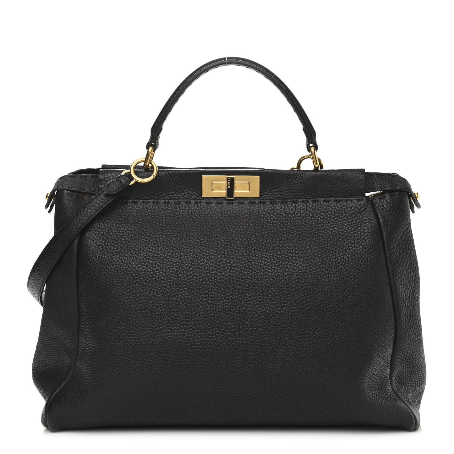 Cuoio Romano Selleria Large Peekaboo Iconic Satchel Black Moro