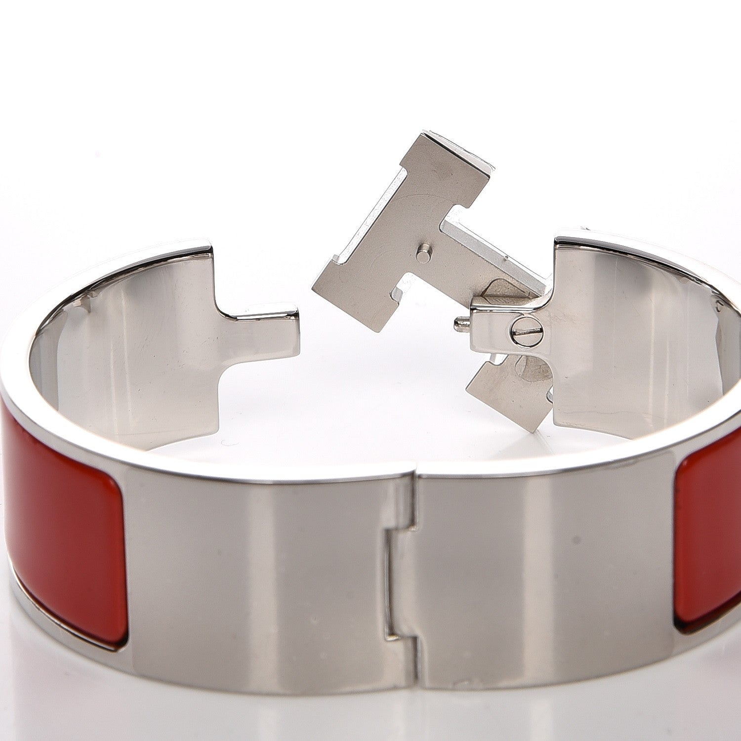 Hermes Enamel Wide Clic Clac H Bracelet PM Rouge Vif 5 of 5