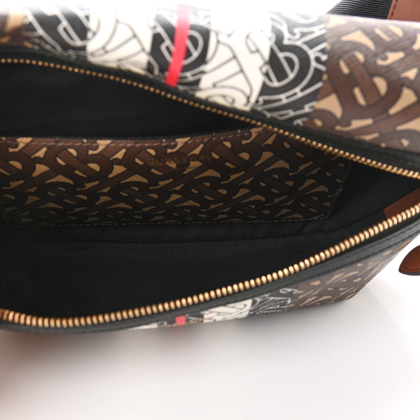 E-Canvas Monogram Stripe Medium Sonny Bum Bag Bridle Brown