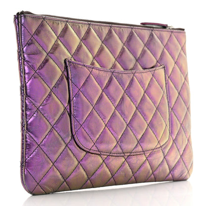Chanel Iridescent Crumpled Calfskin CC Ripples Medium Cosmetic Case Purple 3 of 12