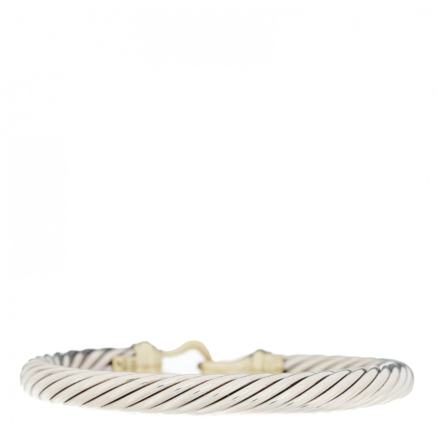 David Yurman Sterling Silver 14K Yellow Gold 7mm Cable Classic Buckle Bracelet 2 of 4