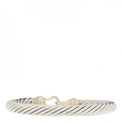 David Yurman Sterling Silver 14K Yellow Gold 7mm Cable Classic Buckle Bracelet 2 of 4