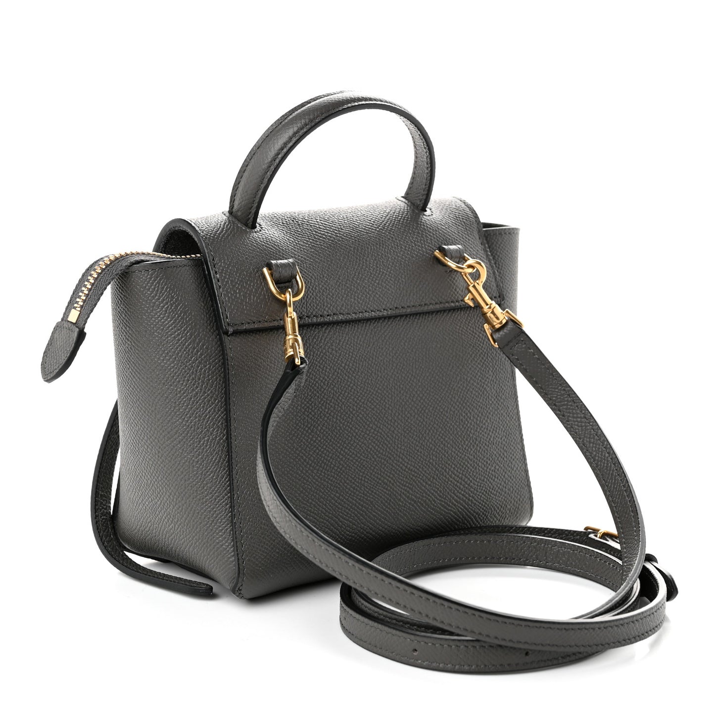 Grained Calfskin Nano Belt Bag Grey