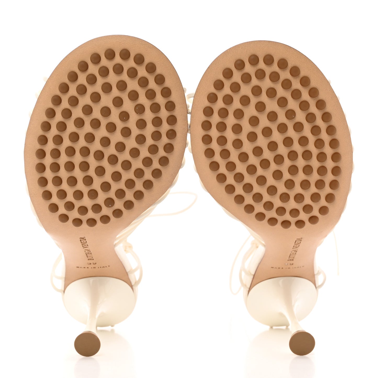 Nappa Dot Ankle Tie Sandals 39 White