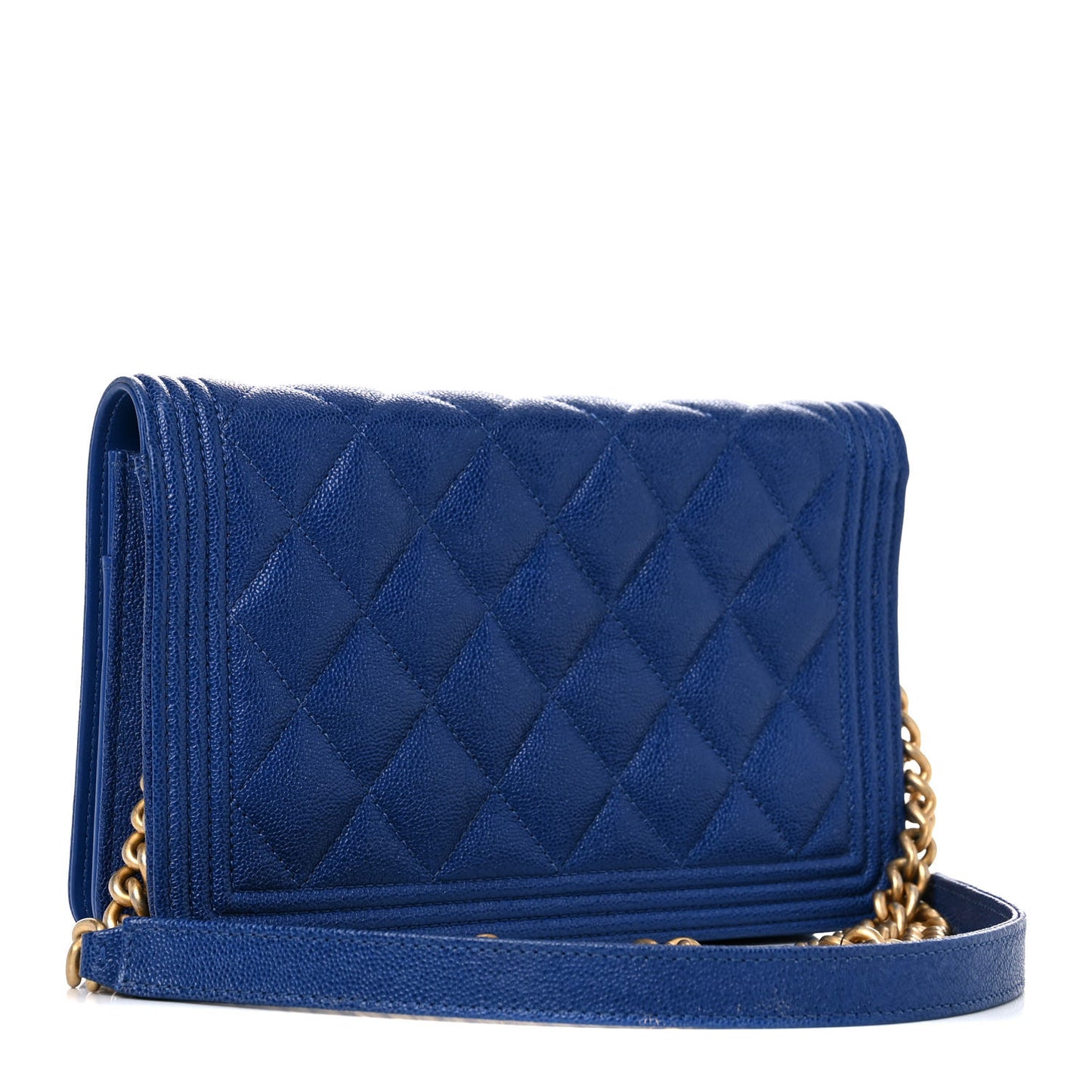 Caviar Quilted Boy Wallet On Chain WOC Blue