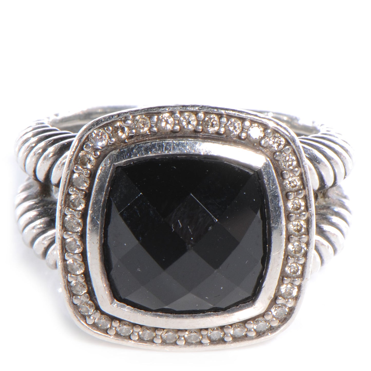 Sterling Silver Diamond Black Onyx 7mm Petite Albion Ring 54 7