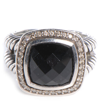 David Yurman Sterling Silver Diamond Black Onyx 7mm Petite Albion Ring 54 7 1 of 5