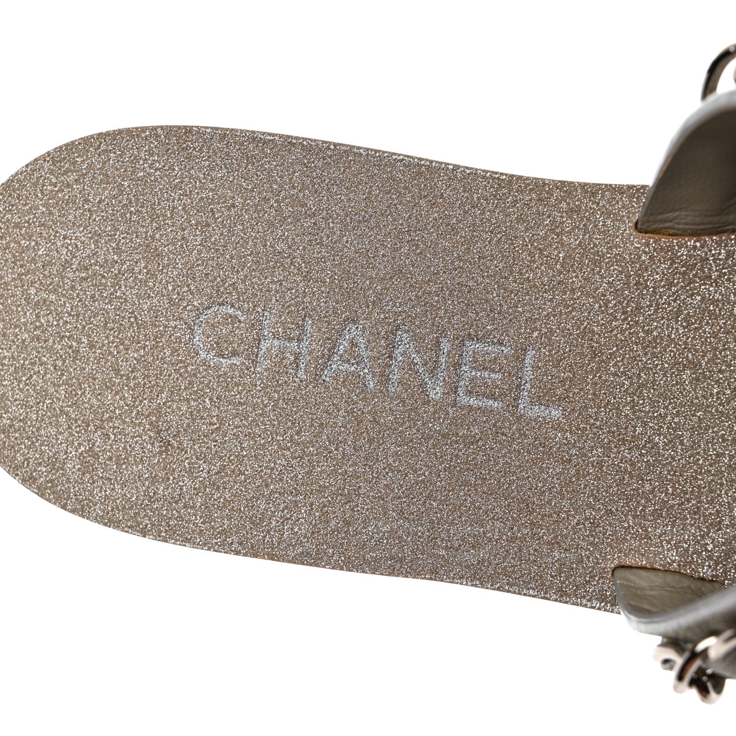 Fantasy Goatskin Chain Mules 38.5 Light Grey