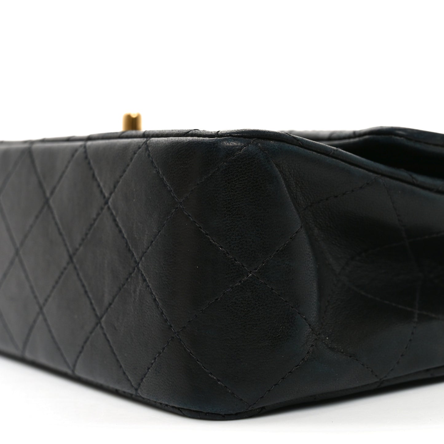 Lambskin Quilted Medium Double Flap Black