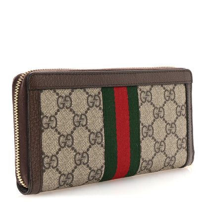 Gucci GG Supreme Monogram Web Ophidia Zip Around Wallet Brown 3 of 8