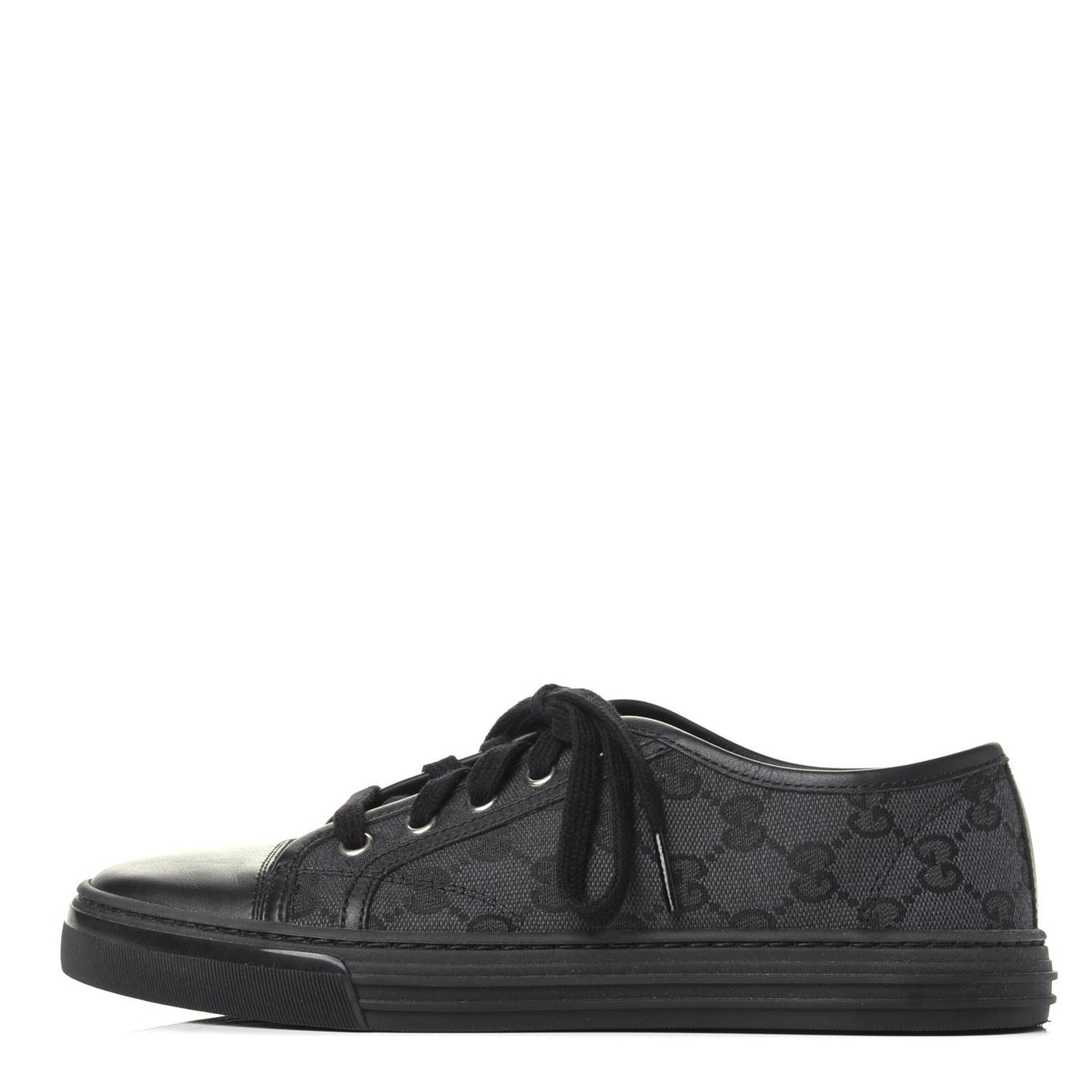 GG Monogram Calfskin Womens Low Top Sneakers 36.5 Piombo Black