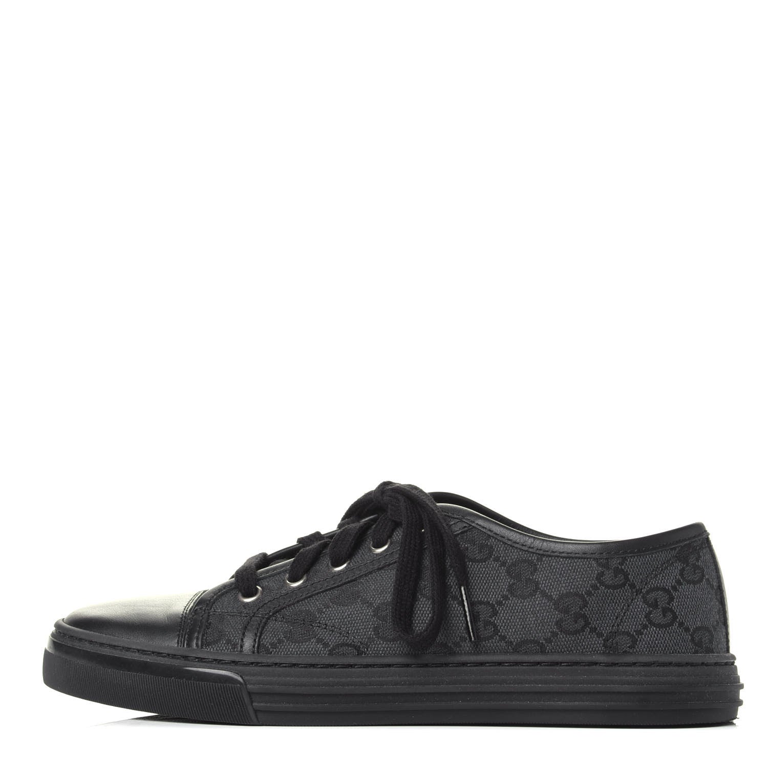 Gucci GG Monogram Calfskin Womens Low Top Sneakers 36.5 Piombo Black 1 of 10