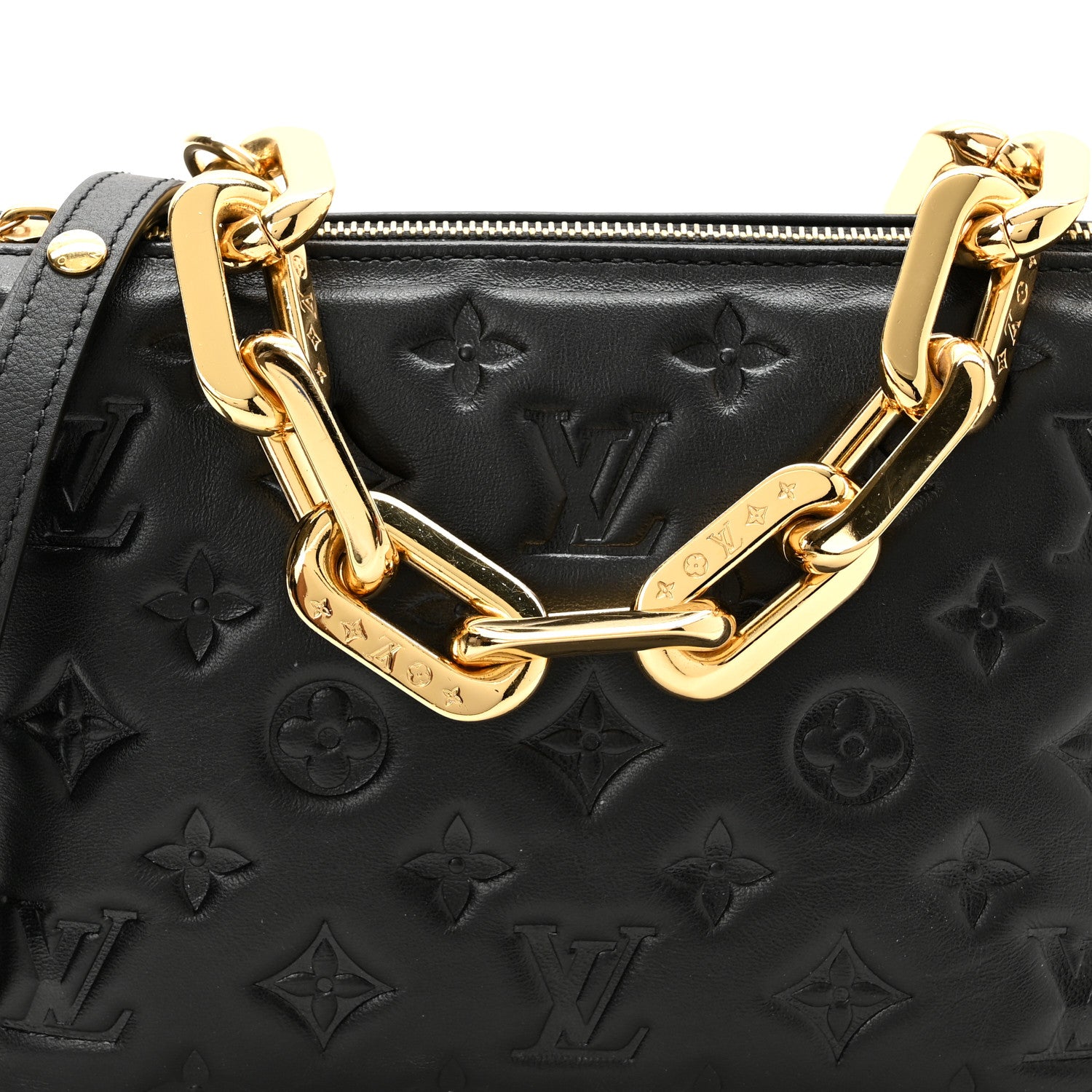 Louis Vuitton Lambskin Embossed Monogram Coussin BB Black 11 of 11