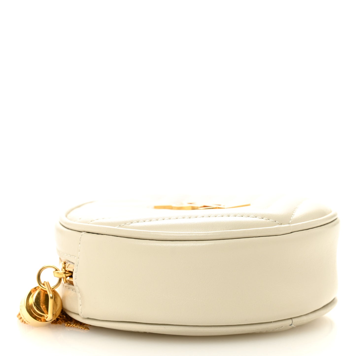 Calfskin Matelasse Chevron Quilted Baby Round Vinyle Belt Bag Blanc Vintage