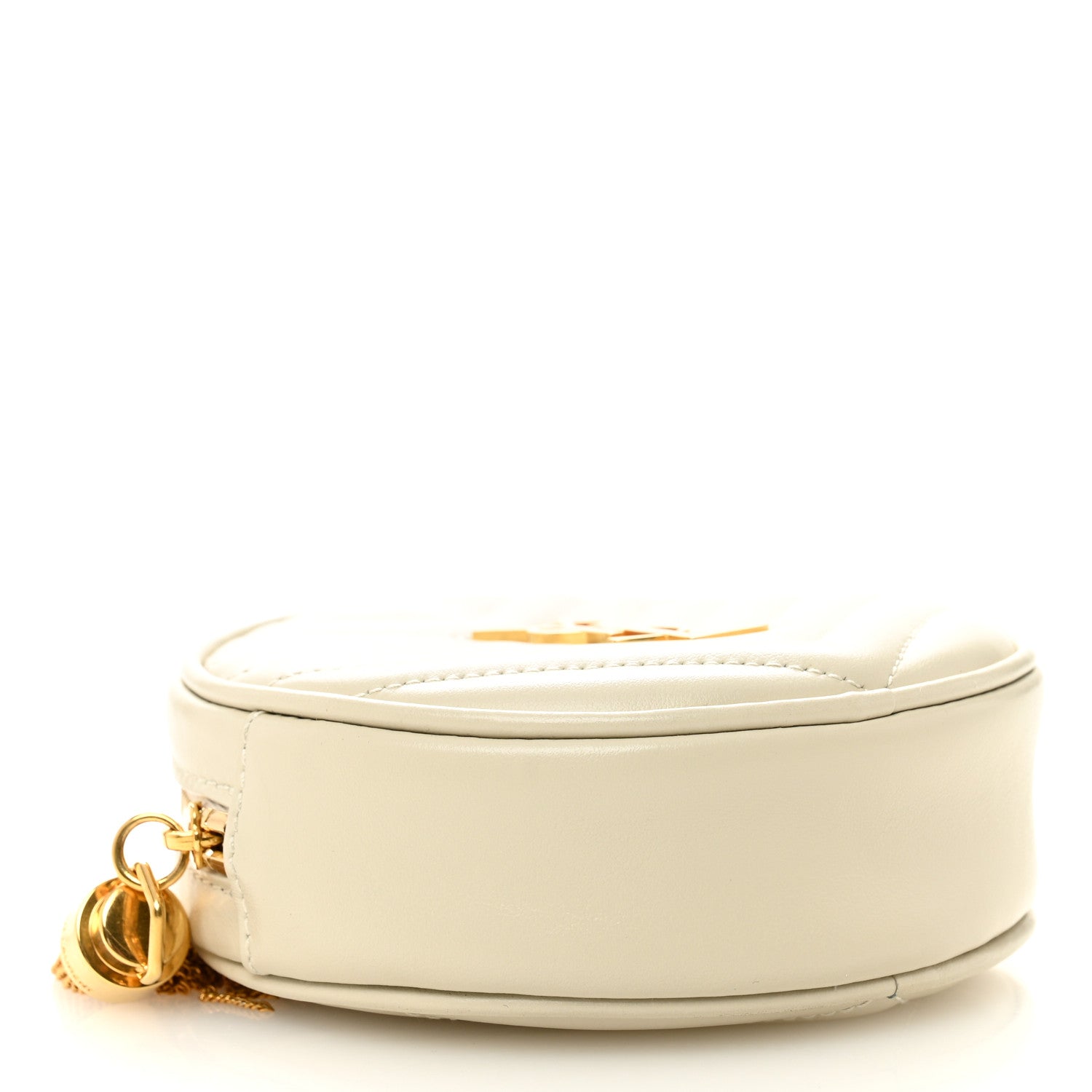 Saint Laurent Calfskin Matelasse Chevron Quilted Baby Round Vinyle Belt Bag Blanc Vintage 4 of 10