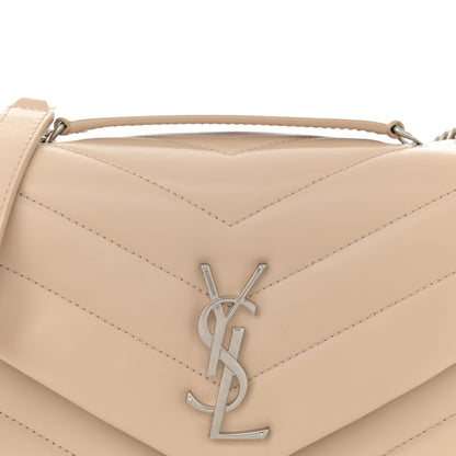Saint Laurent Calfskin Y Quilted Monogram Small Loulou Chain Satchel Dark Beige 8 of 10