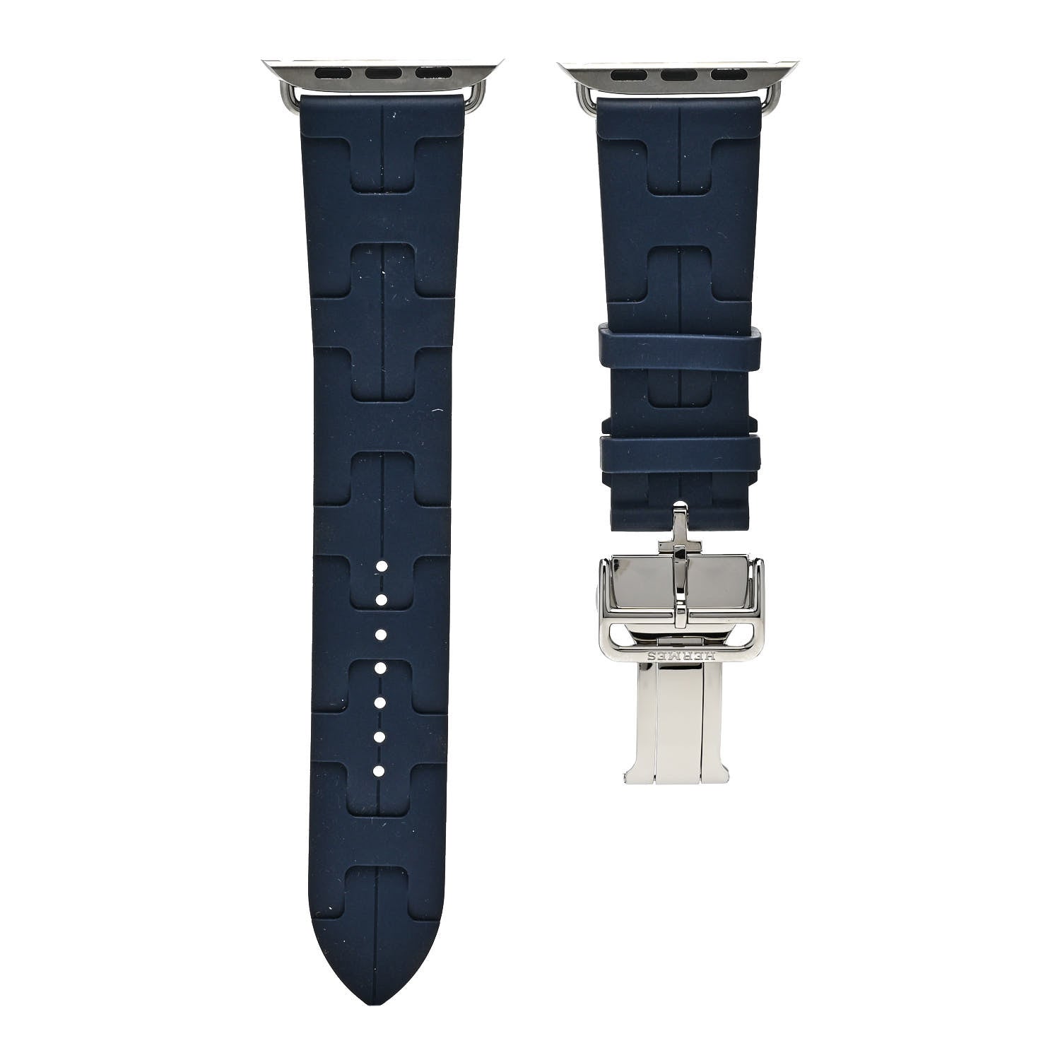 Hermes Rubber 42mm Deployment Buckle Kilim Apple Watch Single Tour Band Blue 1 of 5