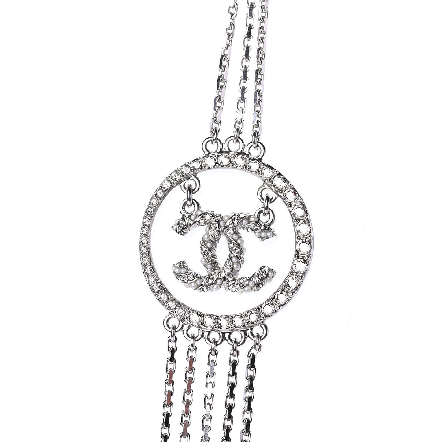 Crystal CC Anchor Necklace Grey Silver