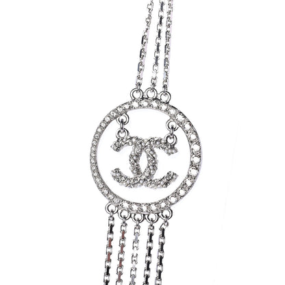 Chanel Crystal CC Anchor Necklace Grey Silver 3 of 5