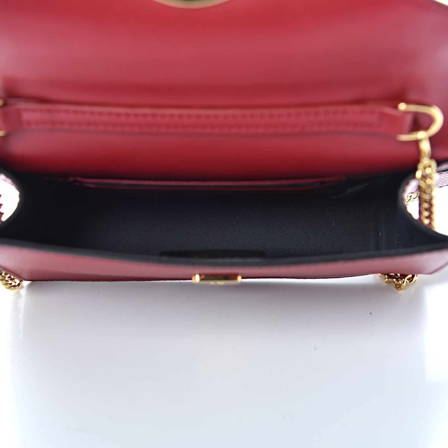 Fendi Vitello Cruise F is Fendi Bi-Color FF 1974 Embossed Envelope Belt Bag Maya Black Fragola 6 of 11