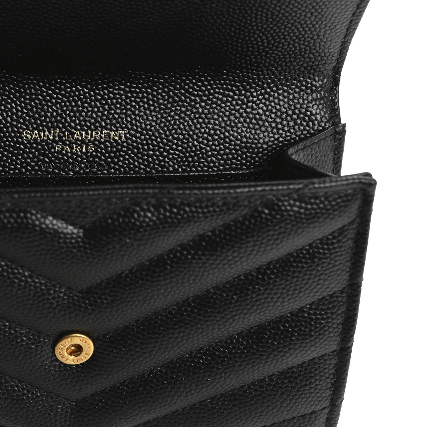 Grain De Poudre Matelasse Chevron Small Monogram Envelope Wallet Black
