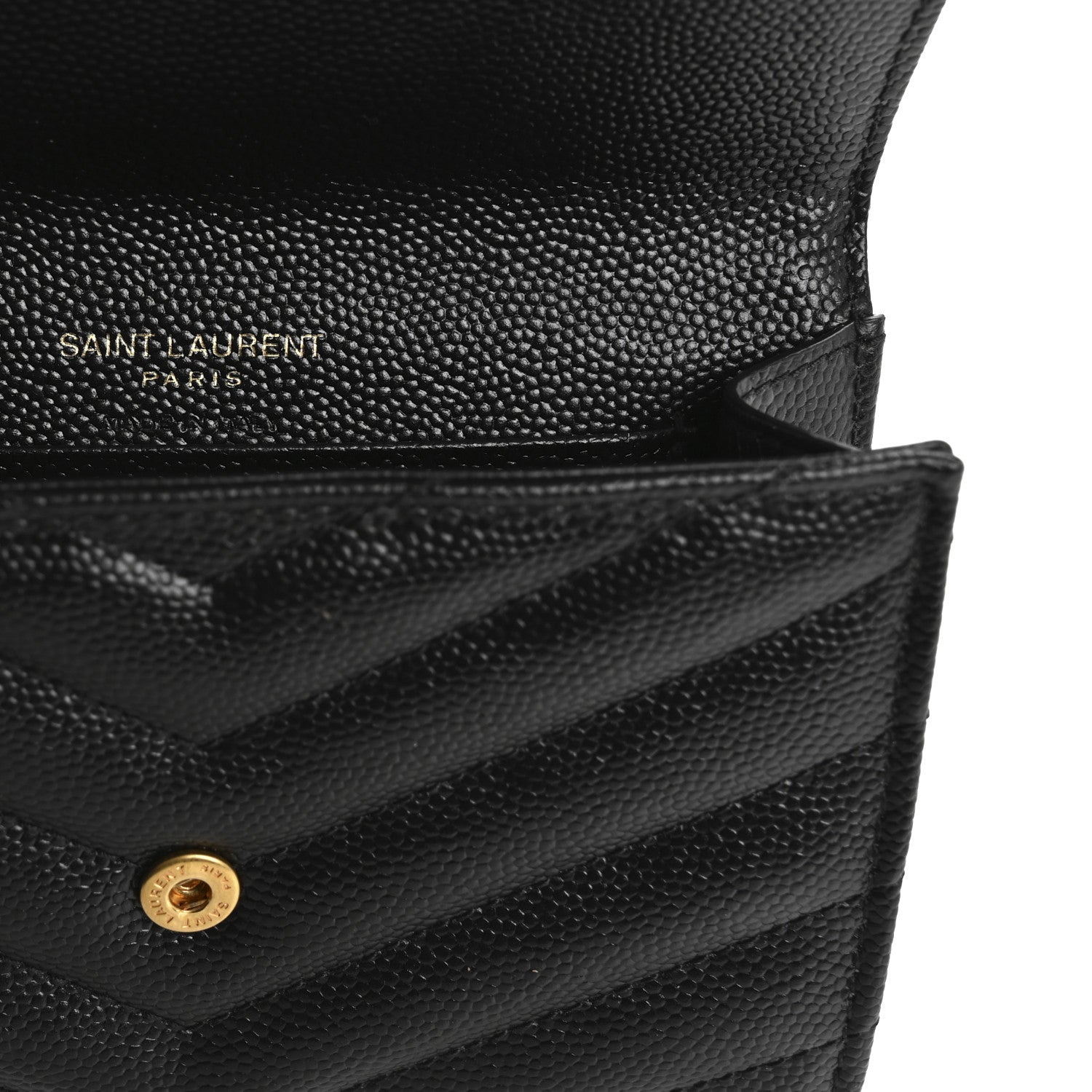 Saint Laurent Grain De Poudre Matelasse Chevron Small Monogram Envelope Wallet Black 6 of 10