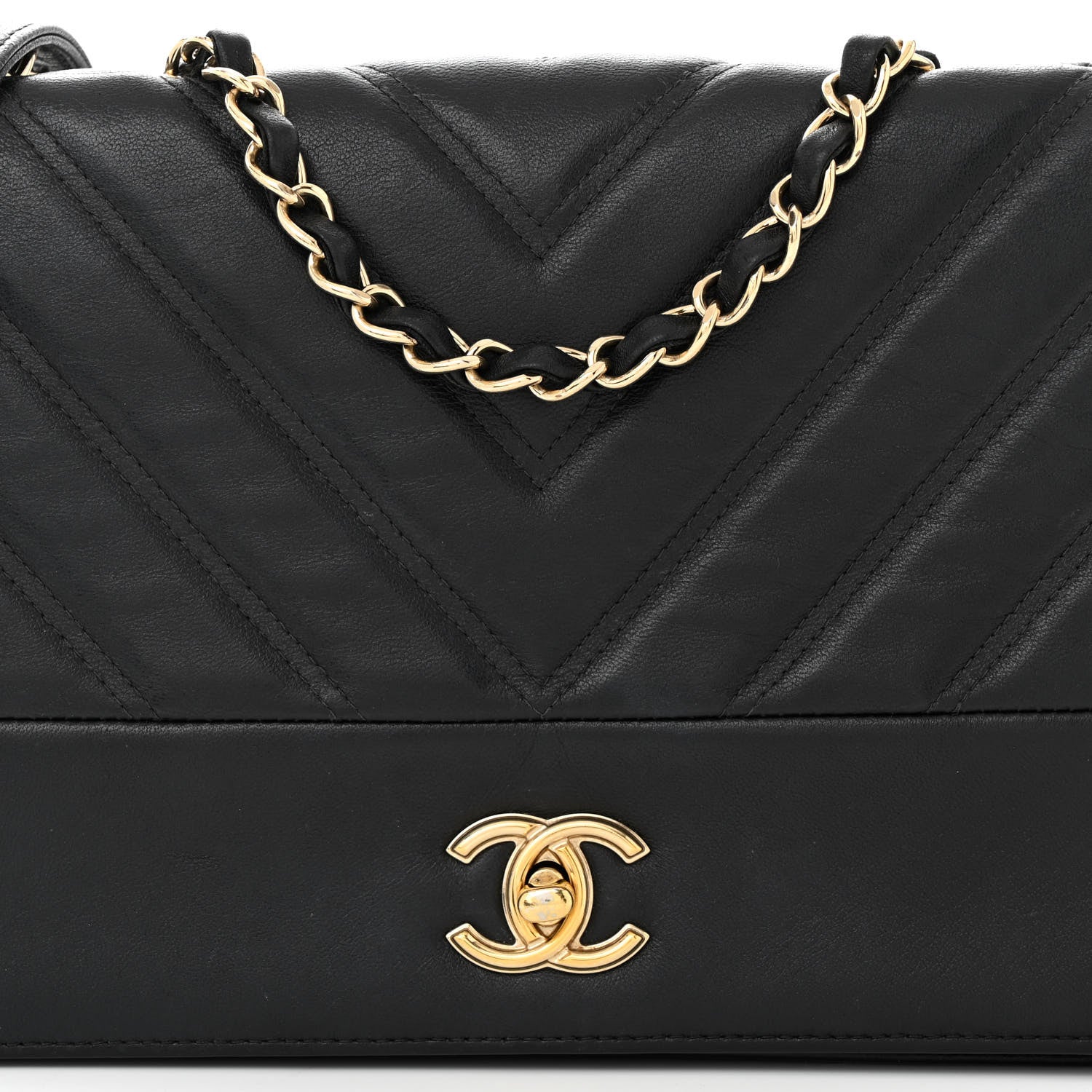 Chanel Calfskin Chevron Quilted Flap Black 8 of 10