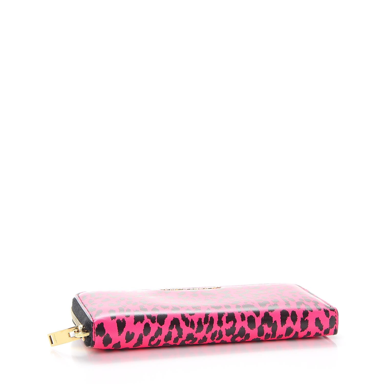Saint Laurent Calfskin Printed Leopard Classic Letters Zip Around Wallet Pink 4 of 9