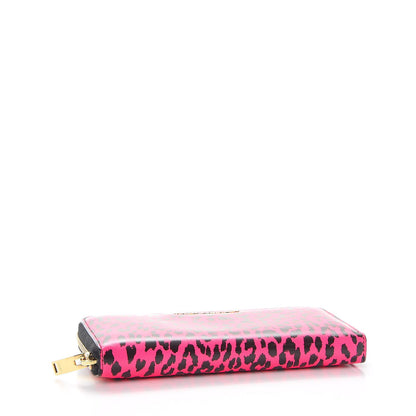 Saint Laurent Calfskin Printed Leopard Classic Letters Zip Around Wallet Pink 4 of 9