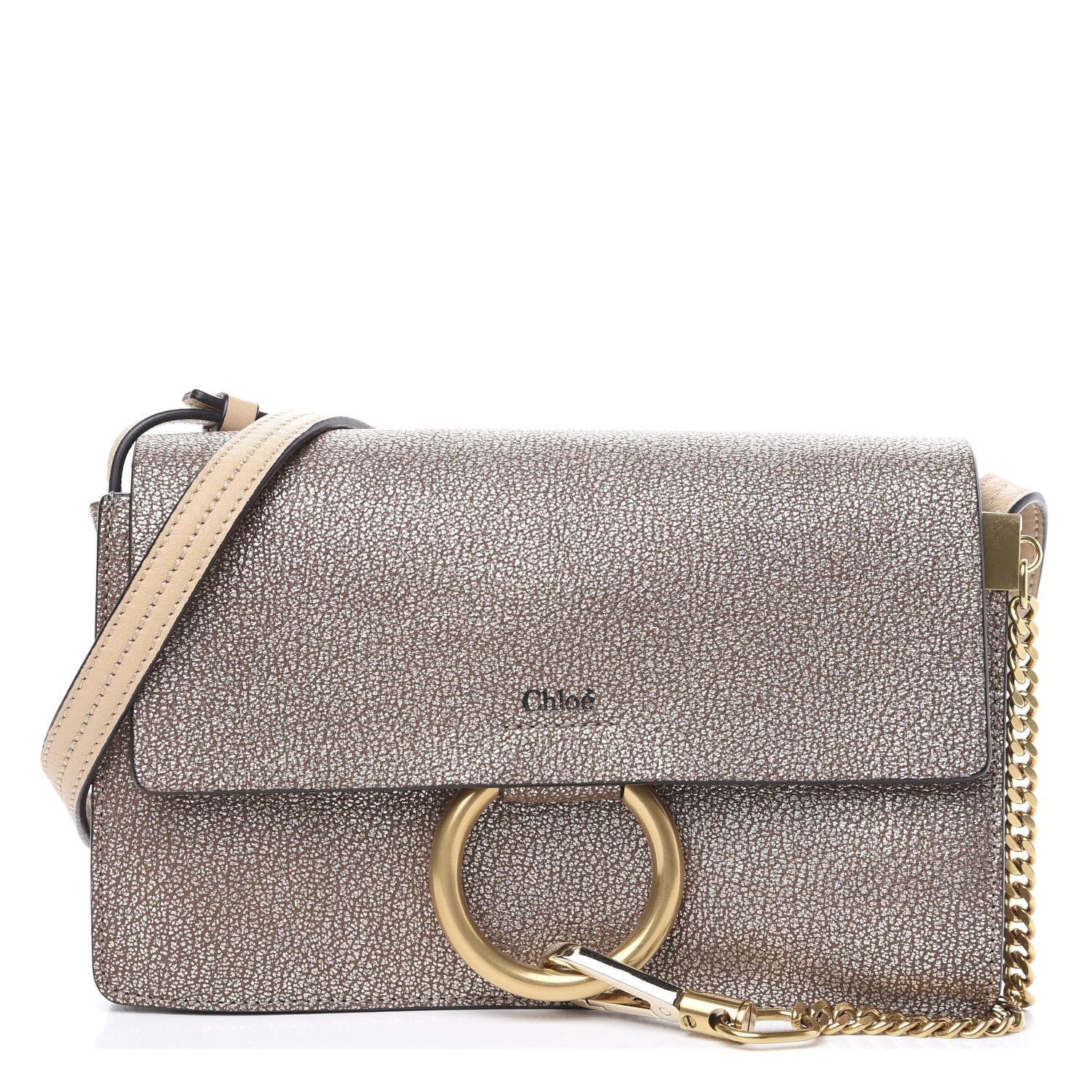 Chloe Metallic Goatskin Small Faye Shoulder Bag Gold 1 of 9