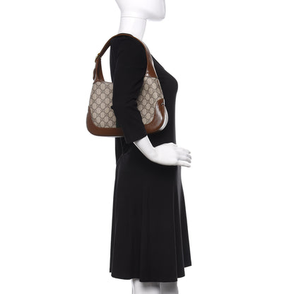 Gucci GG Supreme Monogram Azalea Calfskin Web Small Jackie 1961 Hobo Beige Ebony Brown Sugar 2 of 10