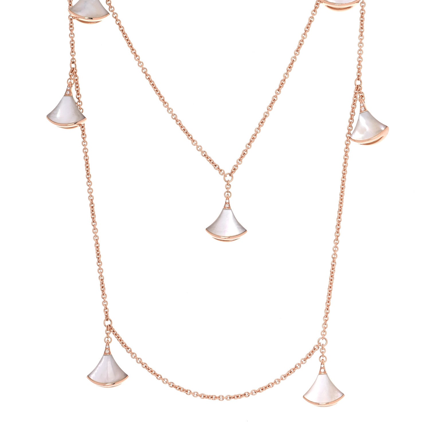 Bulgari 18K Rose Gold Diamond Mother of Pearl Divas' Dream Station Necklace 1 of 8