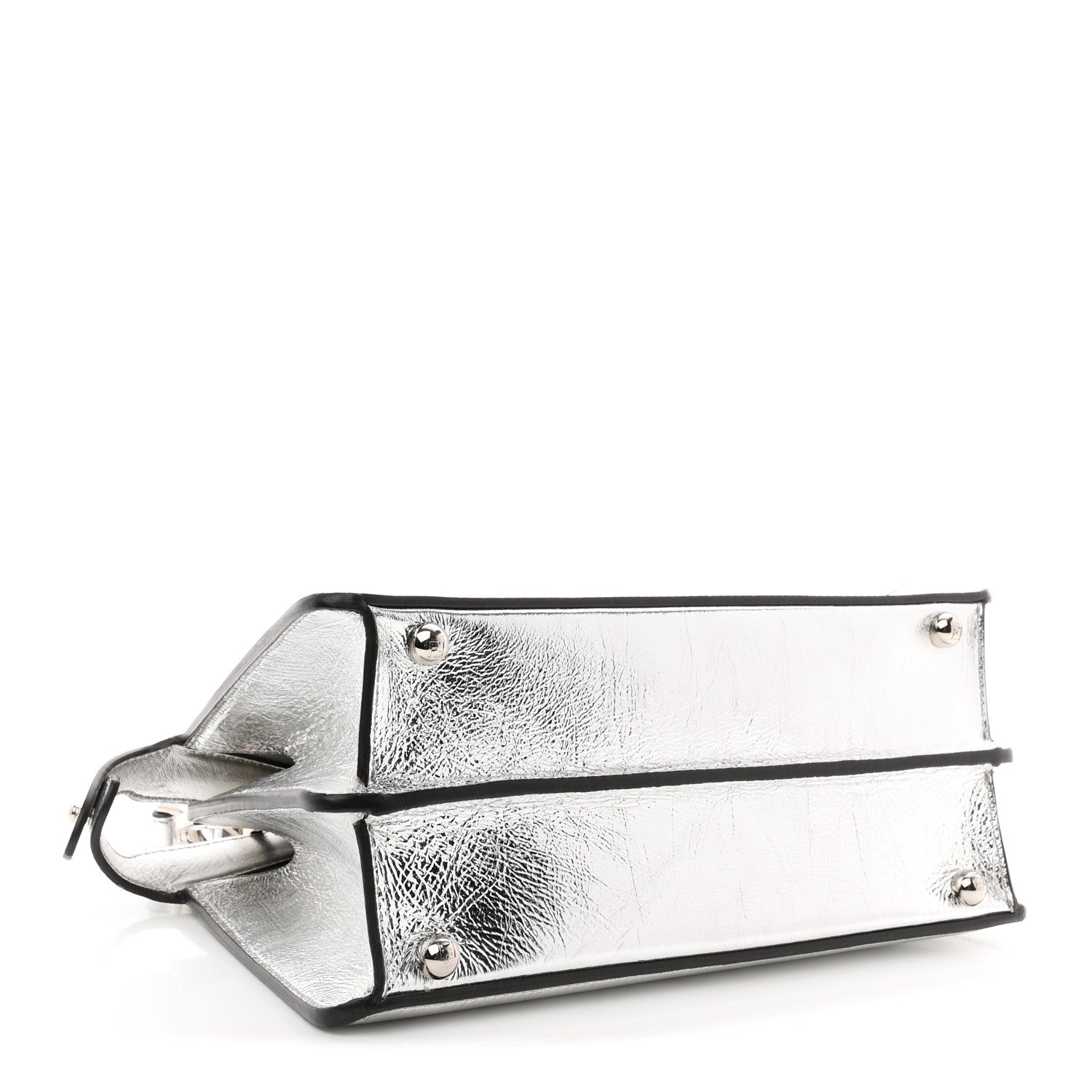 Fendi Rock Millenium Laminata Small Peekaboo I SEE U Satchel Argento 4 of 11