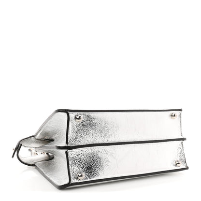 Fendi Rock Millenium Laminata Small Peekaboo I SEE U Satchel Argento 4 of 11