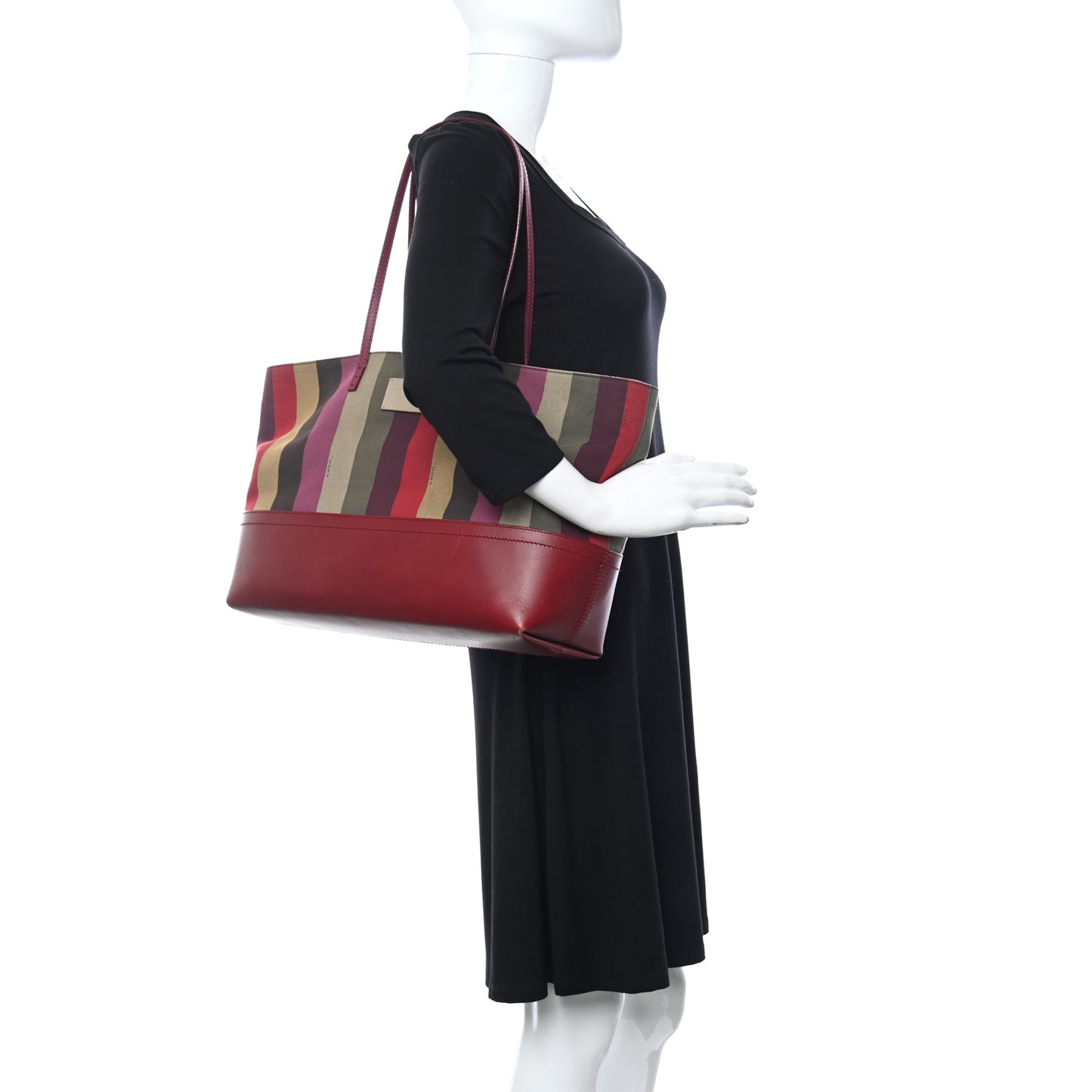 Pequin Striped Medium Roll Tote Bordeaux Multicolor Tobacco Lampone