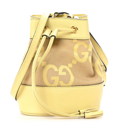 Gucci Monogram Jumbo GG Textured Dollar Calfskin Mini Ophidia Bucket Bag Beige Banana 1 of 10