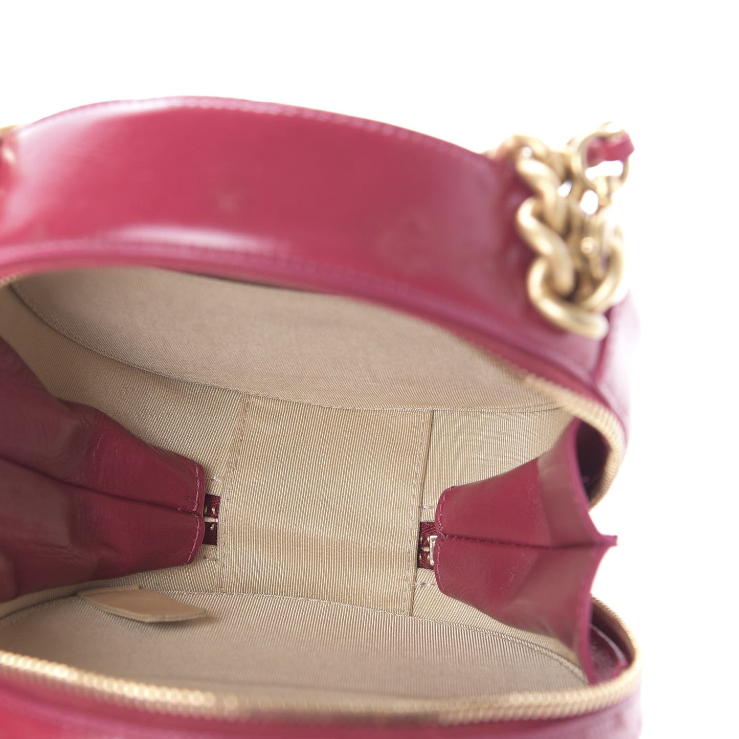 Glazed Calfskin Round As Earth Evening Bag Rouge