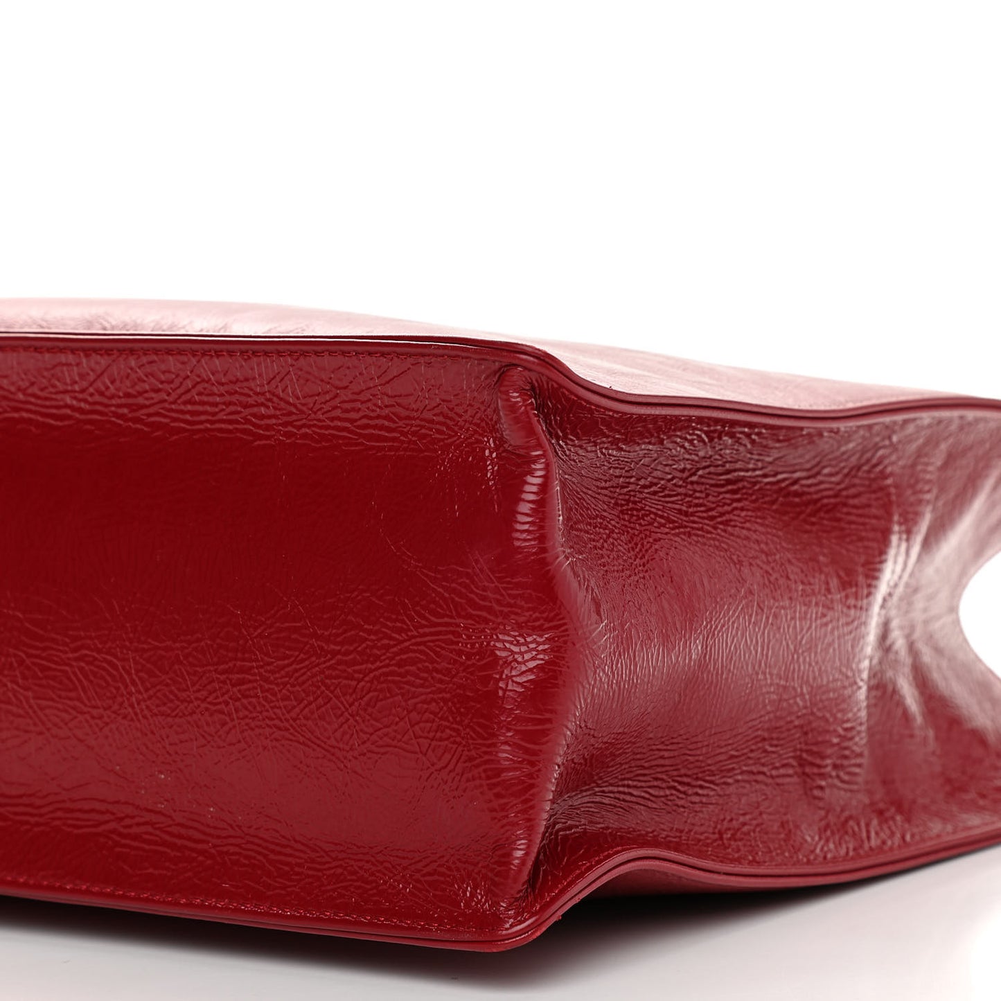 Shiny Aged Calfskin Shopping Bag Red