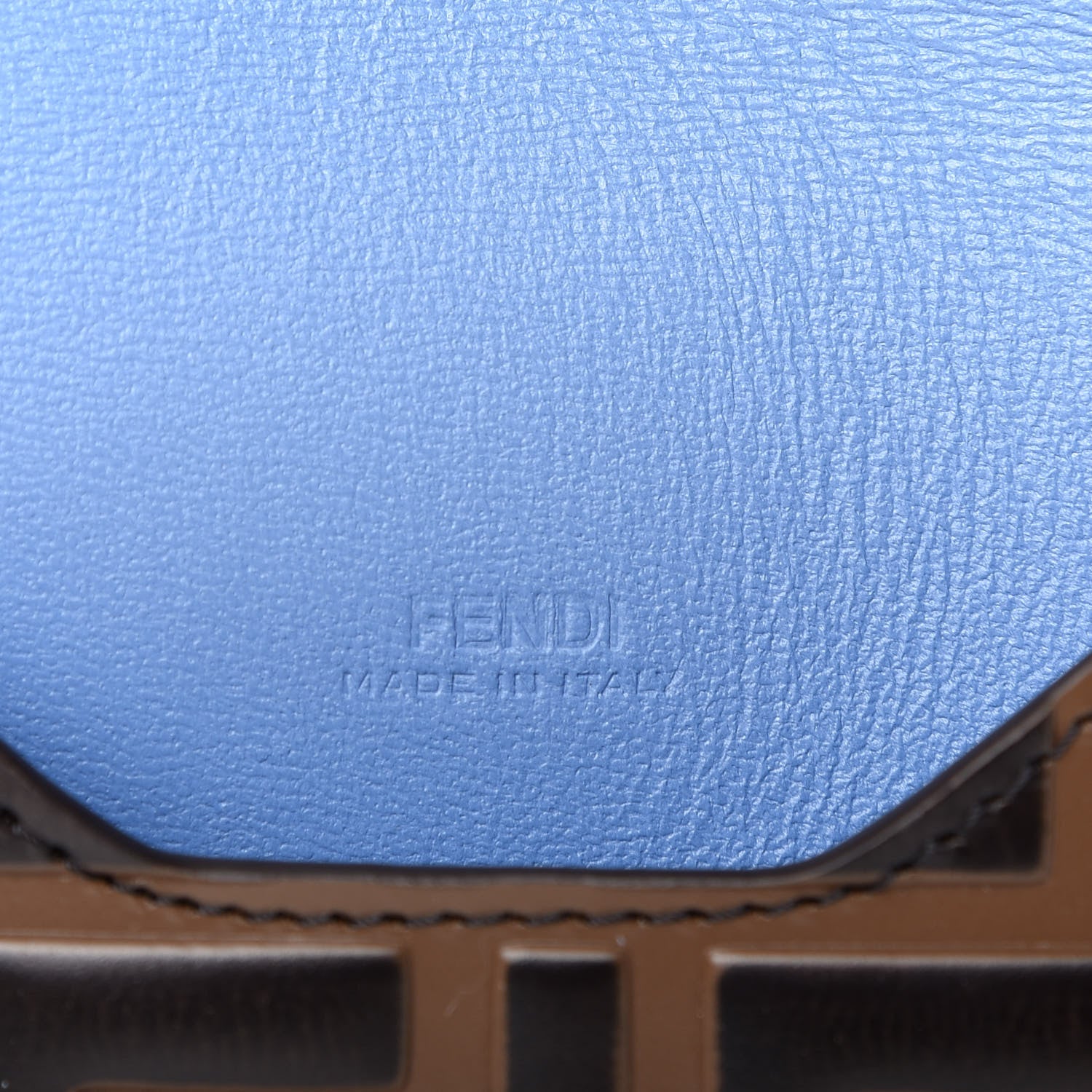 Fendi Vitello Cruise F is Fendi Bi-Color FF 1974 Embossed Medium Flat Envelope Pouch Maya Black Nebula 6 of 6