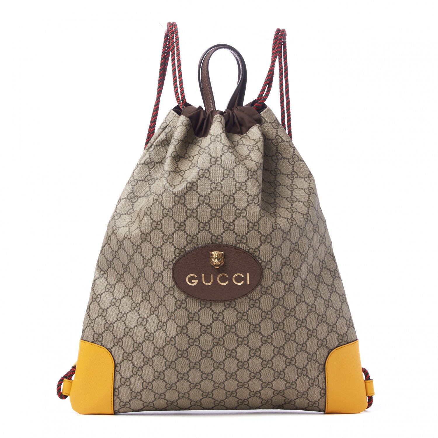 Gucci GG Supreme Monogram Neo Vintage Drawstring Backpack Beige New Acero Crop 1 of 9
