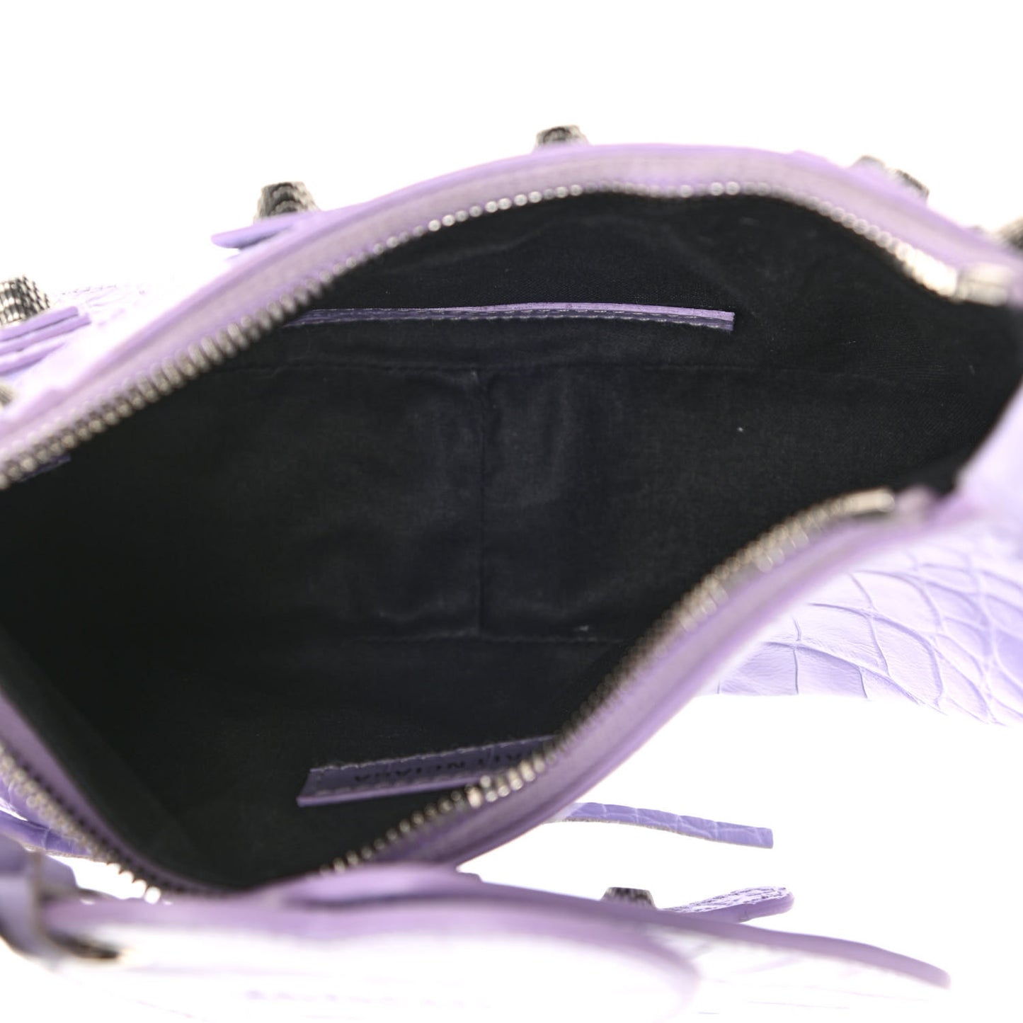 Extra Supple Calfskin Crocodile Embossed Le Cagole Shoulder Bag XS Lilac